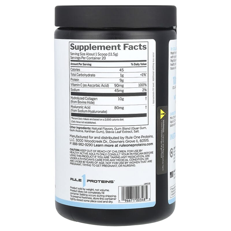 COLLAGEN PEPTIDES + VITAMIN C AND HYALURONIC ACID BY RULE 1