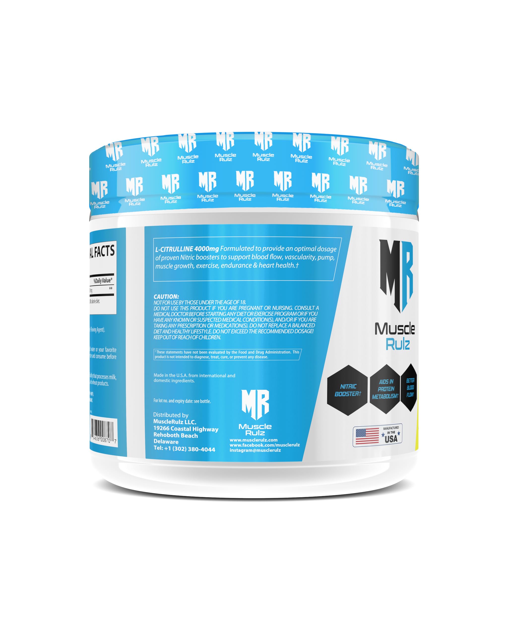 Muscle Rulz L-Citrulline – 45 Servings | Nitric Oxide Booster for Muscle Pump & Endurance