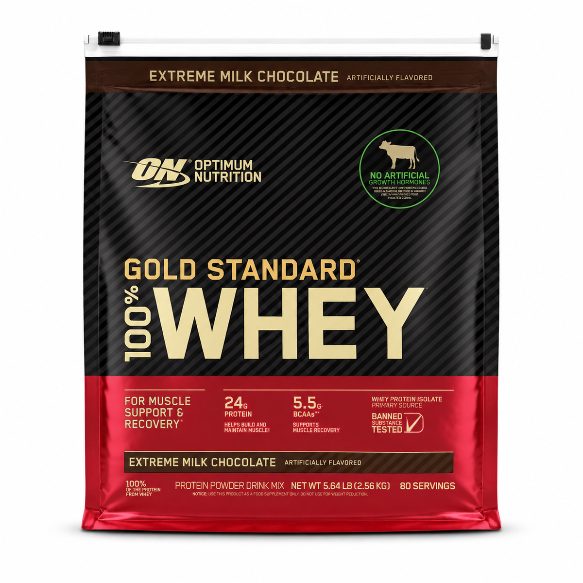 Optimum Nutrition Gold Standard 100% Whey – 5.64 lb (80 Servings) – Extreme Milk Chocolate