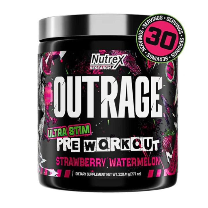 Nutrex Outrage Pre-Workout - 30 Servings | Ultra Stim Pre-Workout | Boosts Energy, Focus & Performance